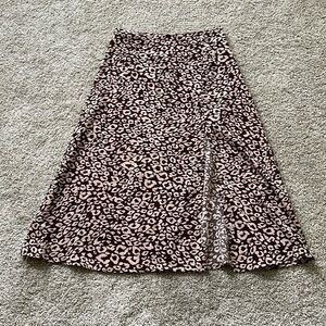 Amazon Leopard Print Midi Skirt with Slit